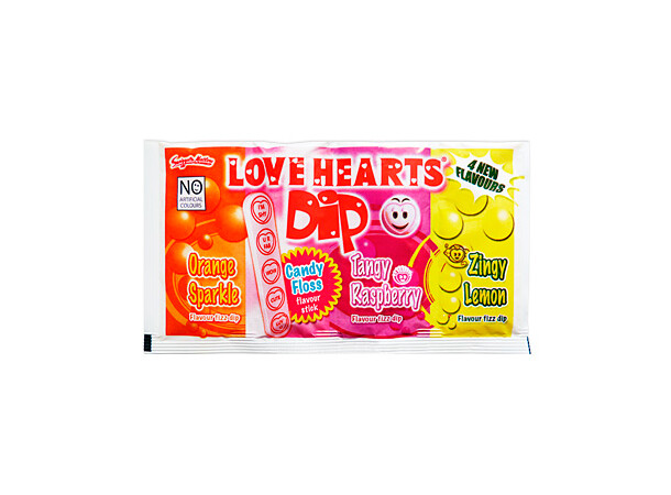 *Mega Love Hearts Dip med 4 smaker Slikkepinne + pulver å dyppe i 